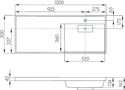 Раковина 120 см Акватон Лондри 1A72243KLH010