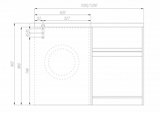 Раковина 105 см Акватон Лондри 1A72223KLH010